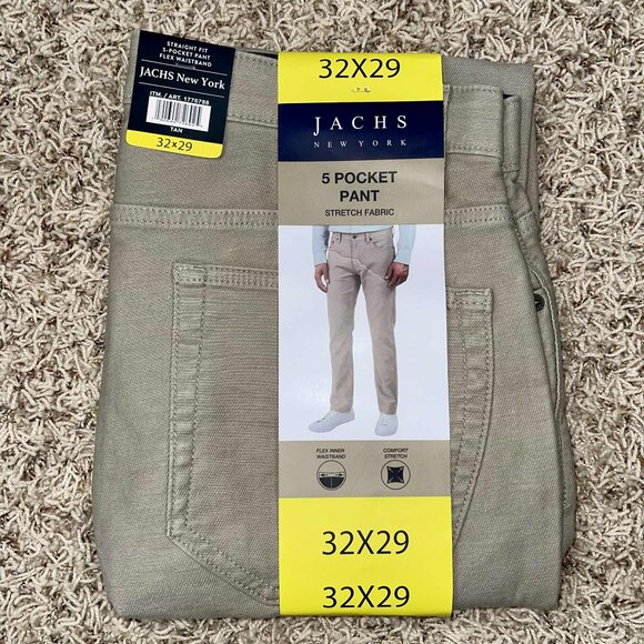 Jachs New York Men’s Twill 5-Pocket Pants Tan, Size 32x29 (New) - Picture 1 of 9